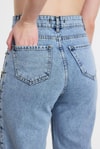 Buzkar Yanı Çapraz Köprülü Taşlı Jean 11139