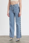 Buzkar Yanı Çapraz Köprülü Taşlı Jean 11139
