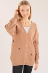 Camel Çiçek Nakışlı Hırka 383