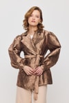 Camel Desenli Balon Kol Ceket 2848