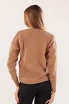 Camel Kabartma Desen Düğmeli Hırka 4002