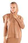 Camel Kapüşonlu Elbise Takım 24114