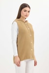 Camel Kapüşonlu Yumoş Yelek 6681