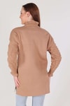 Camel Yaka Fırfır Kol İşlemeli Kazak 3008