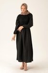 Dantel Detay Elbise - 6753A Siyah