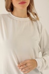 Düz Basic Bayan Sweat - 0013 Ekru