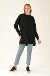 Düz Basic Bayan Sweat - 0013 Siyah