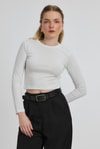 Ekru Bisiklet Yaka Bluz 2132