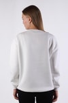 Ekru Bisiklet Yaka Kalp Nakışlı Sweat 9175M