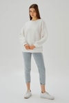 Ekru Bisiklet Yaka Oversize Sweat 3183