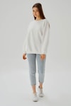 Ekru Bisiklet Yaka Oversize Sweat 3183
