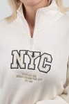Ekru Fermuarlı NYC Nakış Sweat 3665