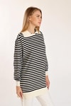 Ekru İnce Çizgi Polo Yaka Tunik 5345