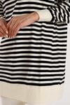 Ekru İnce Çizgi Polo Yaka Tunik 5345