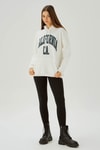 Ekru Kapüşonlu Oversize Sweat 3720