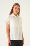 Ekru Kısa Kol Oversize Gömlek 4163A
