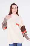 Ekru Kol Desenli Kazak 2266