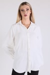 Ekru Kol Drape Detay Gömlek 6454A