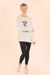 Ekru Leopar Detay Sweat 3569