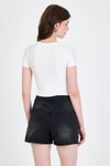 Ekru Leopar Fiyonk Baskılı Taş Detaylı Slim Fit Crop Tişört 0549-1