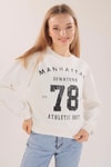 Ekru Manhattan Baskılı Sweat 3110