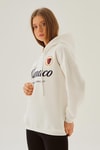 Ekru Monaco Nakış Kapüşonlu Sweat 3730