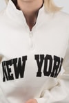 Ekru New York Baskılı Fermuarlı Sweat 3623