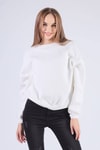 Ekru Oversize Bisiklet Yaka Sweat 8138M