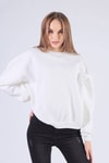 Ekru Oversize Bisiklet Yaka Sweat 8138M