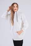 Ekru Oversize Uzun Fermuarlı Sweat 8124M