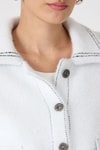 Ekru Peluş Görünümlü Denim Kollu Kadın Ceket 2225
