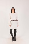 Ekru Ponponlu Triko Tunik 1105