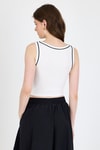 Ekru Şerit Detaylı Örme Crop Atlet 1049