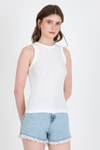 Ekru Taş İşleme Detaylı Halter Yaka Örme Atlet 0349