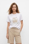 Ekru Taşlı Kiraz Desenli Crop Tişört 26750