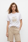 Ekru Taşlı Kiraz Desenli Crop Tişört 26750