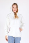 Ekru Yaka Cep Nakışlı Kapüşonlu Sweat 9141M
