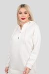 Ekru Yaka Çıtçıtlı Kapüşonlu Sweat 9020M