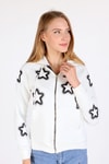 Ekru Yıldız Baskı Fermuarlı Sweat 9139M