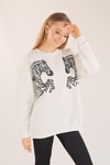 Ekru Zebra Desen Sweat 3217