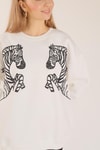 Ekru Zebra Desen Sweat 3217