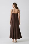 Elbise Takım-Bağlama Detaylı Bolero ve Maxi Boy Elbise Takım 7130 Kahve -rulem