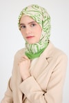 Eşarp-Yağ Yeşili Desenli Eşarp 5694-rulem
