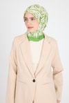 Eşarp-Yağ Yeşili Desenli Eşarp 5694-rulem
