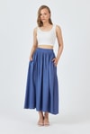 Etek-Mavi Bel Lastikli Cepli Kloş Etek 4722A-rulem