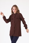Fırfır Detaylı Tunik - 6432A Kahve