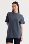 Füme Çizgili Oversize Tişört 4447A