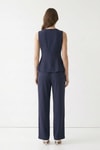 Füme Sıfır Kol Peplum Bluz Bol Paça Pantolon Takım 18007