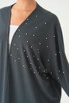 Füme Taş Detay Uzun Kimono 4107A
