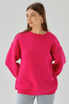 Fuşya Bisiklet Yaka Oversize Sweat 3183